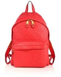 Moschino Logo Embossed Leather Backpack