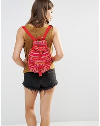 Reclaimed Vintage Tapestry Mini Backpack In Red