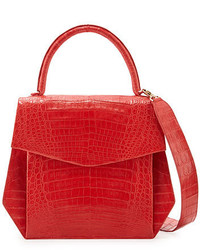 Nancy Gonzalez Crocodile Large Structured Top Handle Bag Red Matte