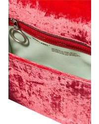Off-White Embossed Velvet Shoulder Bag Red