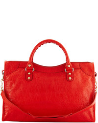Balenciaga Giant 12 Silver City Bag Bright Red