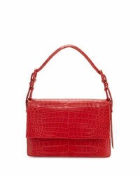 Nancy Gonzalez Mini Flap Crocodile Top Handle Bag Red Matte