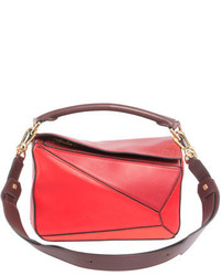 Loewe Puzzle Small Patchwork Satchel Bag Red