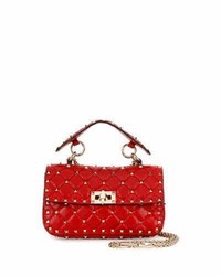Valentino Rockstud Quilted Small Shoulder Bag Red
