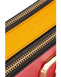 Marc Jacobs Snapshot Color Block Textured Leather Shoulder Bag Crimson