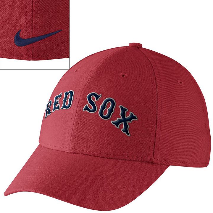 Boston Red Sox Nike True Dri-Fit Red On Black Flex Hat Size L/XL