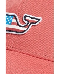 Vineyard Vines Flag Whale Patch Trucker Hat Red