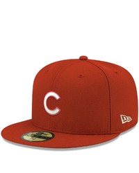 New Era Red Chicago Cubs Logo White 59fifty Fitted Hat