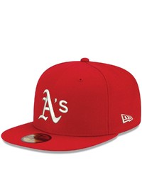 New Era Red Oakland Athletics Logo White 59fifty Fitted Hat At Nordstrom