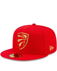 New Era Red Toronto Raptors Shield 59fifty Fitted Hat