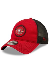 New Era Scarletblack San Francisco 49ers Circle 9twenty Trucker Snapback Hat At Nordstrom