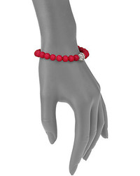 John Hardy Classic Chain Red Coral Sterling Silver Beaded Stretch Bracelet