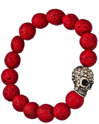 Blu Bijoux Crystal Skull And Stone Stretch Bracelet
