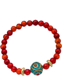 Devoted Jewelry Red Fire Agate Tibetan Stretch Bead Bracelet