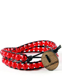 Domo Beads Premium Wrap Bracelet Red Crackle On Black