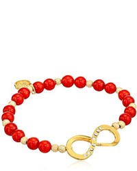 Blee Inara Glass Bead Stretchy Bracelet With Swarovski Infinity Charm Coral