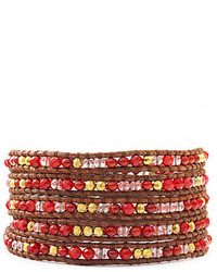 Chan Luu Red Coral Cherry Quartz And Carnelian Beaded Bracelet