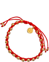 Blee Inara Red Macrame And Gold Bead Bracelet