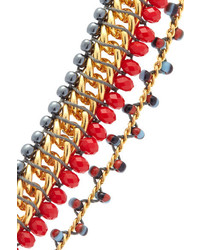 Isabel Marant Set Of Two Gold Tone Beaded Bracelets Red