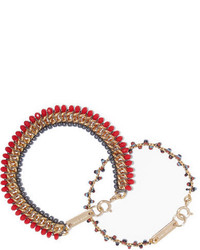 Isabel Marant Set Of Two Gold Tone Beaded Bracelets Red
