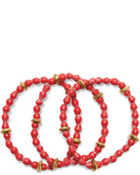Toms Akola Project Red Beaded Bracelet Set