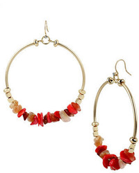 Kenneth Cole New York Coral Canyon Coral Chip Bead Gypsy Hoop Earrings