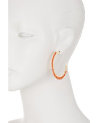 Nakamol Design Red Agate Bead Trimmed Hoop Earrings