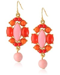 Ben-Amun Jewelry 24k Gold Plated Red Orange And Pink Glass Stone Drop Earring