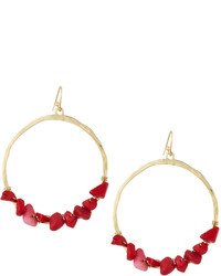 Panacea Golden Howlite Hoop Drop Earrings Red