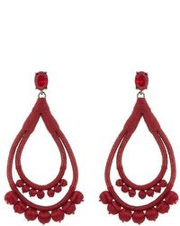 Oscar de la Renta Teardrop Pompom Embellished Earrings