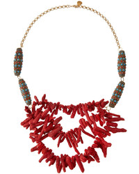 Devon Leigh 24k Gold Plated Coral Turquoise Statet Necklace