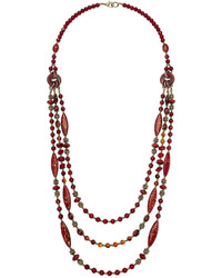 jcpenney Aris By Treska Red Bead 3 Row Long Necklace