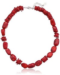 Barse Basics Sterling Silver And Red Bamboo Coral Necklace