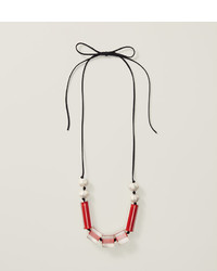 LOFT Red Marbleized Bead Necklace