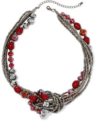Mixit Mixit Red Bead Hematite Twist Knot Style Necklace