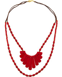 Panacea Two Strand Beaded Howlite Necklace Red