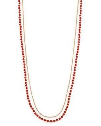 Astley Clarke Red Agate White Sapphire Long Beaded Hamsa Charm Necklace