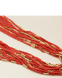Cost Plus World Market Red And Gold Multi Strand Beaded Necklace