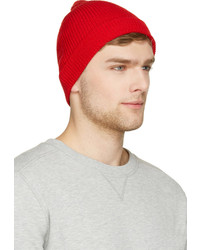 Ami Alexandre Mattiussi Red Ribbed Knit French Beanie