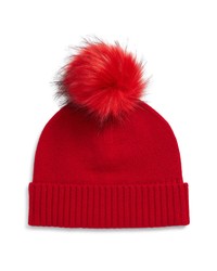 LITA by Ciara Cheetah Recycled Cashmere Pom Beanie In Salsa At Nordstrom