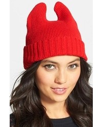Leith Pointy Ear Beanie Red One Size