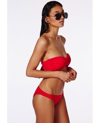 Missguided Hipster Bikini Bottoms Red