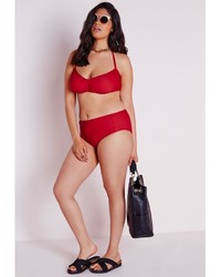 Missguided Plus Size High Waisted Bikini Bottoms Red