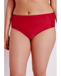 Missguided Plus Size High Waisted Bikini Bottoms Red
