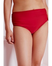 Missguided Plus Size Ruched Bikini Bottoms Red
