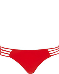 River Island Red Pacha Strappy Bikini Bottoms