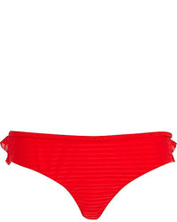 River Island Red Textured Plait Trim Bikini Bottoms