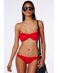 Missguided Twist Bandeau Bikini Top Red
