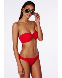 Missguided Twist Bandeau Bikini Top Red