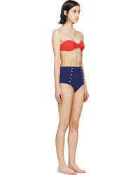 Lisa Marie Fernandez Red Navy High Waisted Poppy Bikini